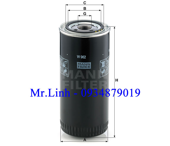 Lọc dầu hãng mann W962